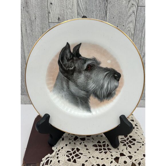 Vintage Duchess Bone China England Gray Schnauzer Decorative Plate - Picture 2 of 5